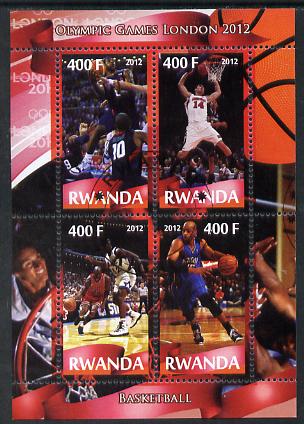 Rwanda 2012 London Olympic Games - Basketball perf sheetlet containing 4 values fine cto used, stamps on olympics, stamps on basketball