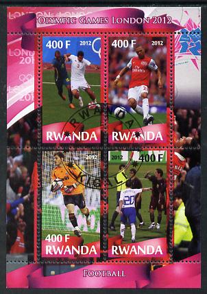 Rwanda 2012 London Olympic Games - Football perf sheetlet containing 4 values fine cto used, stamps on olympics, stamps on football