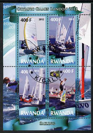 Rwanda 2012 London Olympic Games - Sailing perf sheetlet containing 4 values fine cto used, stamps on olympics, stamps on sailing