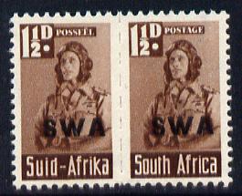 South West Africa 1943-44 KG6 War Effort (reduced size) Airman 1/5d bilingual horizontal pair overprinted, unmounted mint SG 125, stamps on aviation, stamps on  ww2 , stamps on 