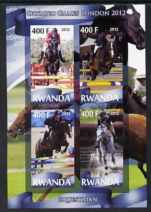 Rwanda 2012 London Olympic Games - Equestrian perf sheetlet containing 4 values unmounted mint, stamps on olympics, stamps on equestrian, stamps on horses, stamps on show jumping