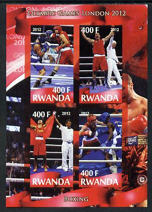 Rwanda 2012 London Olympic Games - Boxing imperf sheetlet containing 4 values unmounted mint, stamps on olympics, stamps on boxing