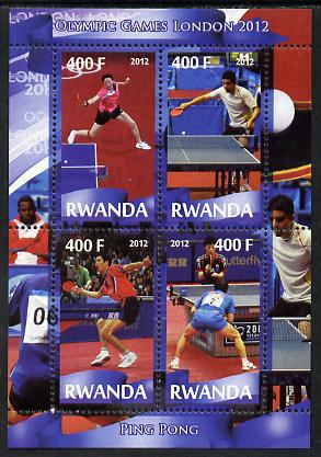 Rwanda 2012 London Olympic Games - Table Tennis perf sheetlet containing 4 values unmounted mint, stamps on , stamps on  stamps on olympics, stamps on  stamps on table tennis