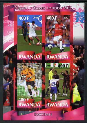 Rwanda 2012 London Olympic Games - Football imperf sheetlet containing 4 values unmounted mint, stamps on olympics, stamps on football