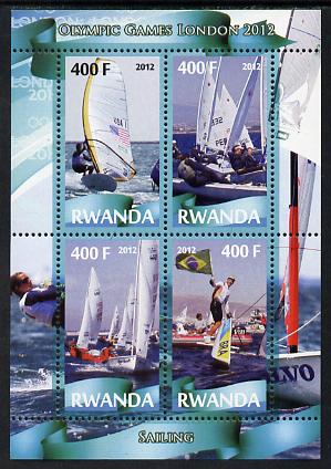 Rwanda 2012 London Olympic Games - Sailing perf sheetlet containing 4 values unmounted mint, stamps on olympics, stamps on sailing