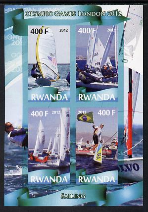 Rwanda 2012 London Olympic Games - Sailing imperf sheetlet containing 4 values unmounted mint, stamps on olympics, stamps on sailing