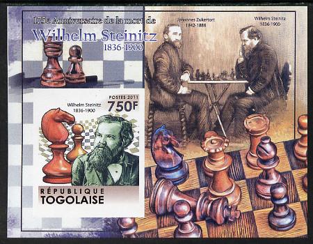 Togo 2011 Chess - Wilhelm Steinitz #2 imperf m/sheet unmounted mint. Note this item is privately produced and is offered purely on its thematic appeal , stamps on personalities, stamps on chess, stamps on 
