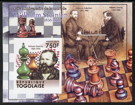 Togo 2011 Chess - Wilhelm Steinitz #3 imperf m/sheet unmounted mint. Note this item is privately produced and is offered purely on its thematic appeal , stamps on personalities, stamps on chess, stamps on 