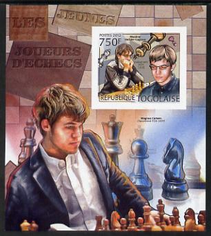Togo 2012 Chess Players - Maxime Vachier-Lagrave & Magnus Carlsen imperf m/sheet unmounted mint. Note this item is privately produced and is offered purely on its thematic appeal , stamps on personalities, stamps on chess, stamps on 