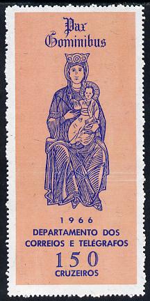 Brazil 1966 Madonna & Child 150cr from Christmas 150c unmnounted mint, SG 1157, stamps on christmas