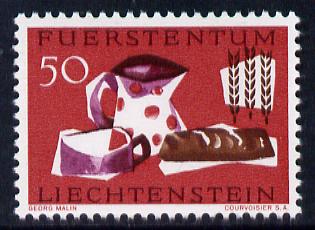Liechtenstein 1963 Freedom from Hunger 50r unmounted mint, SG 423, stamps on food