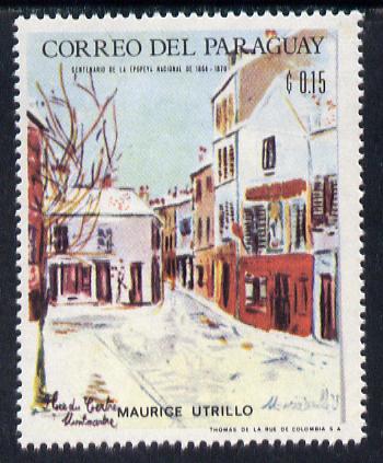 Paraguay 1968 Winter Olympics - Impressionist Paintings - Maurice Utrillo 15c unmounted mint, Mi 1815 , stamps on arts, stamps on utrillo, stamps on olympics