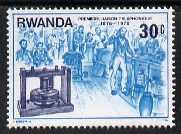 Rwanda 1976 Early telephone 30c from Telephone Centenary set unmounted mint, SG 752*, stamps on communications
