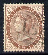 Jamaica 1860-70 1s yellow-brown used, few nibbled perfs, SG 6, stamps on 