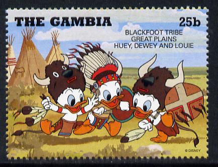 Gambia 1995 disney characters dressed as indians from Blackfoot Tribe 25b from Cowboys & Indians set unmounted mint, SG 2159, stamps on disney, stamps on americana, stamps on buffalo