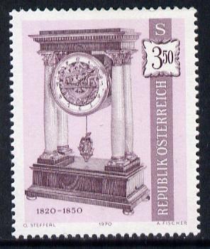 Austria 1970 Biedermeier pendulum clock & musical box 3s 50 from Antique clocks set unmounted mint, SG 1584, stamps on clocks, stamps on 