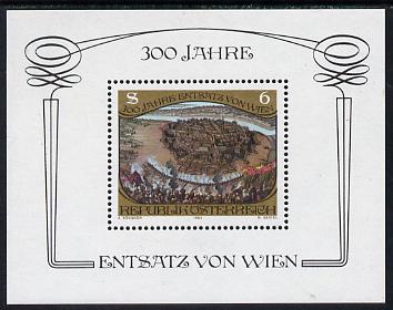 Austria 1983 300th Anniv of Relief of Vienna sheetlet unmounted mint, SG MS1974, stamps on battles, stamps on militaria
