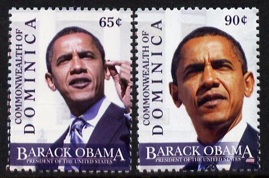 Dominica 2009 Inauguration of Pres Barack Obama set of 2 unmounted mint, SG 3632-33, stamps on personalities, stamps on usa presidents, stamps on american, stamps on masonics, stamps on masonry, stamps on obama