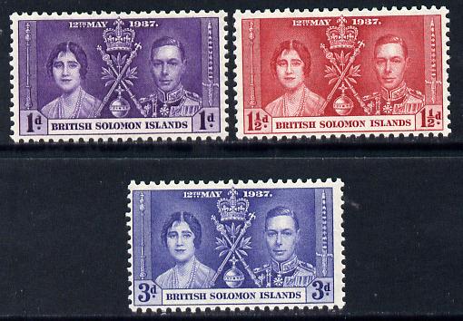 Solomon Islands 1937 KG6 Coronation set of 3 unmounted mint SG 57-9, stamps on , stamps on  kg6 , stamps on coronation