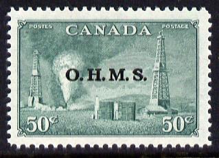 Canada 1950-52 Official 50c Oilwells opt'd 'OHMS' unmounted mint, SG O177, stamps on , stamps on  oil , stamps on  kg6 , stamps on 