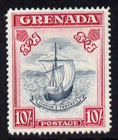 Grenada 1938-50 KG6 definitive Badge of Colony 10s P14 (narrow) mounted mint SG 163e, stamps on , stamps on  kg6 , stamps on 