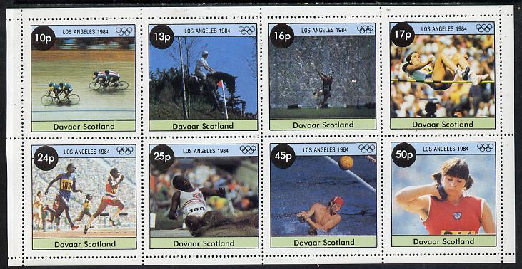 Davaar Island 1984 Los Angeles Olympic Games perf  set of 8 values (10p to 50p) unmounted mint, stamps on sport   olympics   bicycles   equestrian   hammer   high jump   running    long jump    water polo   shot