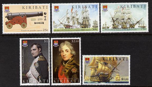 Kiribati 2005 Bicentenary of Battle of Trafalgar perf set of 6 unmounted mint SG 723-28, stamps on ships, stamps on battles, stamps on nelson, stamps on victory, stamps on napoleon
