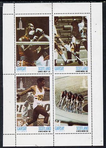 Gairsay 1980 Moscow Olympic Games perf  set of 4 values (8p to 64p) unmounted mint, stamps on sport  olympics   boxing    field hockey   discus   bicycles
