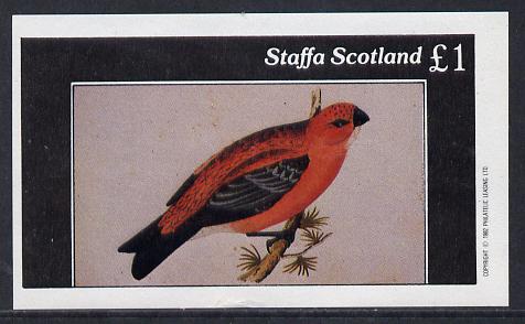 Staffa 1982 Finches imperf souvenir sheet (Â£1 value) unmounted mint, stamps on birds