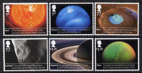 Great Britain 2012 50th Anniversary of launch of Ariel 1 Satellite perf set of 6 values unmounted mint, stamps on space, stamps on planets, stamps on satellites