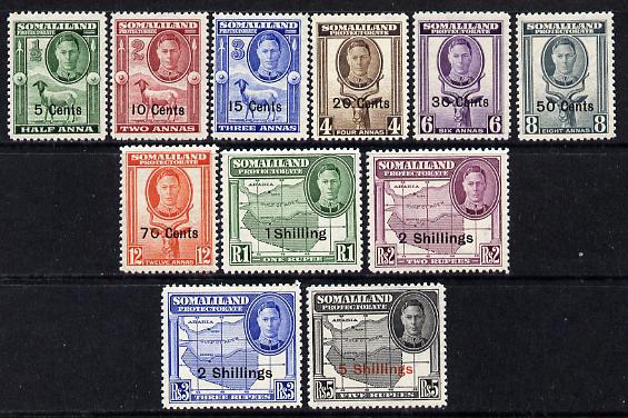 Somaliland 1951 KG6 Surcharged set complete 5c to 5s unmounted mint SG 125-35, stamps on , stamps on  kg6 , stamps on 