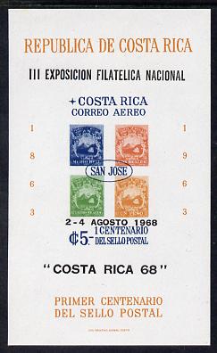 Costa Rica 1968 National Philatelic Exhibition imperf m/sheet unmounted mint, SG MS 804, stamps on stamp on stamp, stamps on stamp exhibitions, stamps on stamponstamp