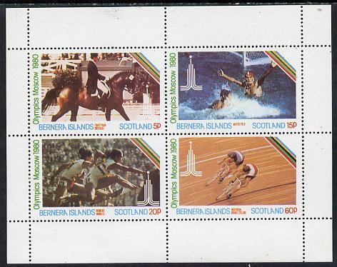 Bernera 1980 Olympic Games perf  set of 4 values (5p to 60p) unmounted mint, stamps on sport  olympics    dressage   water polo     hurdles    bicycles