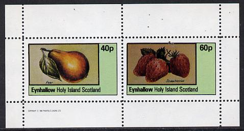 Eynhallow 1982 Fruit (Pear & Strawberries) perf  set of 2 values (40p & 60p) unmounted mint, stamps on fruit   food