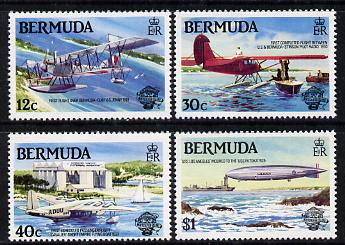 Bermuda 1983 Bicentenary of Manned Flight set of 4 unmounted mint, SG 465-68, stamps on aviation, stamps on flying boats, stamps on airships