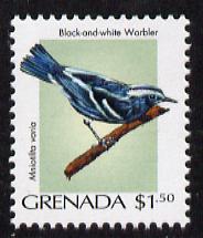 Grenada 2000 Birds $1.50 Black & White Warbler unmounted mint, SG 4289, stamps on birds