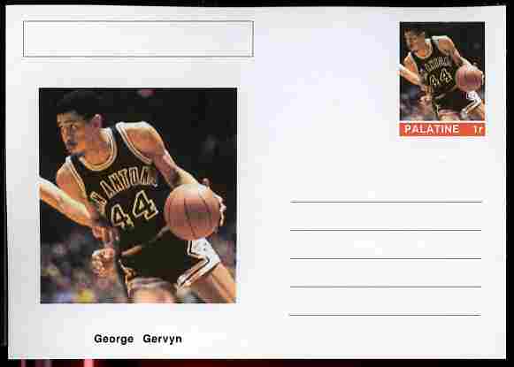 Palatine (Fantasy) Personalities - George Gervyn (basketball) postal stationery card unused and fine, stamps on personalities, stamps on sport, stamps on basketball