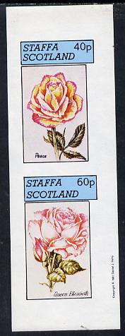 Staffa 1981 Roses #2 (Peace & Queen Elizabeth) imperf  set of 2 values (40p & 60p) unmounted mint, stamps on flowers    roses    peace
