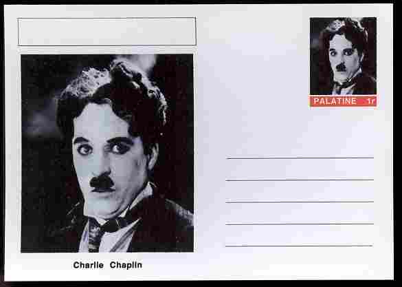 Palatine (Fantasy) Personalities - Charlie Chaplin (comic actor) postal stationery card unused and fine, stamps on , stamps on  stamps on personalities, stamps on  stamps on films, stamps on  stamps on cinema, stamps on  stamps on movies, stamps on  stamps on comedy, stamps on  stamps on music, stamps on  stamps on comedy, stamps on  stamps on chaplin