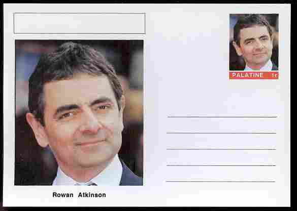 Palatine (Fantasy) Personalities - Rowan Atkinson (comic actor) postal stationery card unused and fine, stamps on personalities, stamps on films, stamps on cinema, stamps on movies, stamps on comedy, stamps on  tv , stamps on 