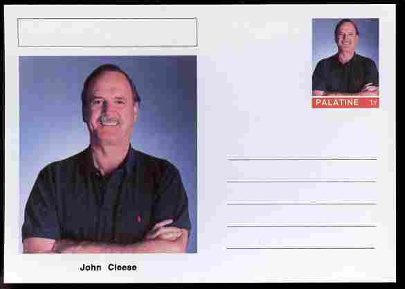 Palatine (Fantasy) Personalities - John Cleese (comic actor) postal stationery card unused and fine, stamps on personalities, stamps on films, stamps on cinema, stamps on movies, stamps on comedy, stamps on  tv , stamps on 