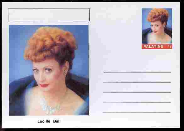 Palatine (Fantasy) Personalities - Lucille Ball (comic actress) postal stationery card unused and fine, stamps on personalities, stamps on films, stamps on cinema, stamps on movies, stamps on comedy, stamps on  tv , stamps on women