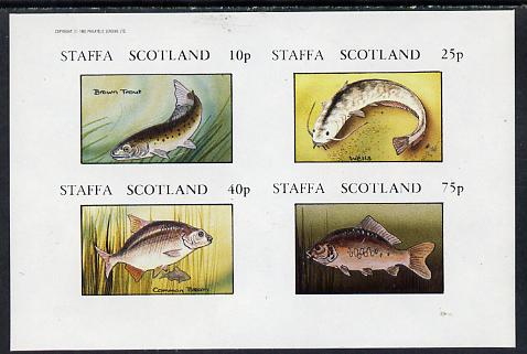 Staffa 1982 Fish #09 (Trout, Bream, etc) imperf  set of 4 values (10p to 75p) unmounted mint, stamps on fish     marine-life
