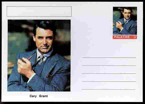 Palatine (Fantasy) Personalities - Cary Grant (actor) postal stationery card unused and fine, stamps on personalities, stamps on films, stamps on cinema, stamps on movies, stamps on 