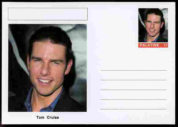 Palatine (Fantasy) Personalities - Tom Cruise (actor) postal stationery card unused and fine, stamps on personalities, stamps on films, stamps on cinema, stamps on movies, stamps on 