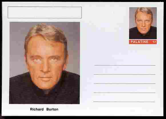Palatine (Fantasy) Personalities - Richard Burton (actor) postal stationery card unused and fine, stamps on personalities, stamps on films, stamps on cinema, stamps on movies, stamps on 