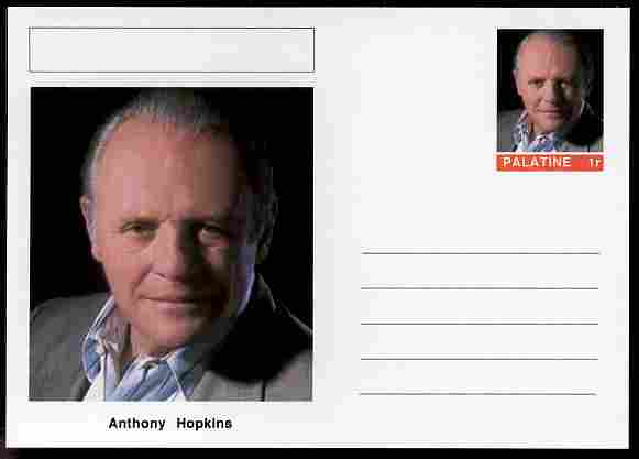 Palatine (Fantasy) Personalities - Anthony Hopkins (actor) postal stationery card unused and fine, stamps on personalities, stamps on films, stamps on cinema, stamps on movies, stamps on 