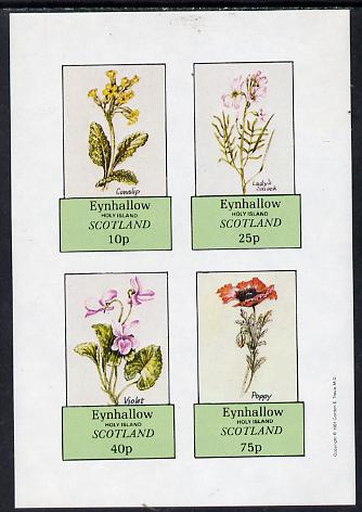 Eynhallow 1981 Flowers #02 (Cowslip, Lady's Smock, violet & Poppy) imperf  set of 4 values (10p to 75p) unmounted mint, stamps on flowers