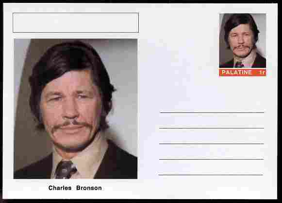 Palatine (Fantasy) Personalities - Charles Bronson (actor) postal stationery card unused and fine, stamps on personalities, stamps on films, stamps on cinema, stamps on movies, stamps on 