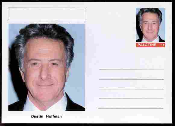 Palatine (Fantasy) Personalities - Dustin Hoffman (actor) postal stationery card unused and fine, stamps on personalities, stamps on films, stamps on cinema, stamps on movies, stamps on 